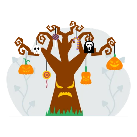 Scary halloween tree  Illustration
