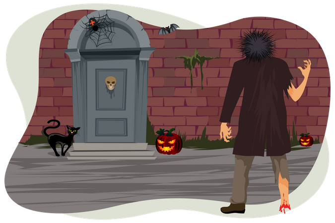 Scary man in Halloween costume  Illustration