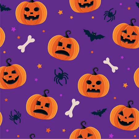 Scary pumpkins pattern Illustration