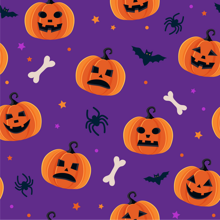 Scary pumpkins pattern  Illustration