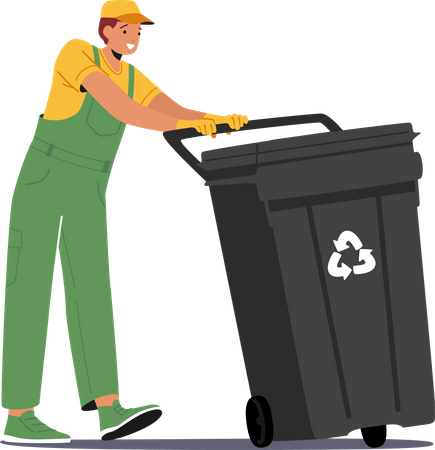 Scavenger Pull Litter Bin.  Illustration