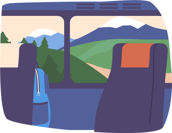 Scenic Bus Window  Illustration