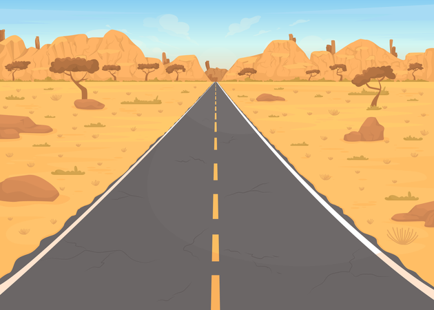 Scenic desert road Illustration