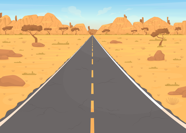 Scenic desert road  Illustration