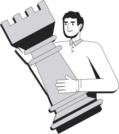 Schachspieler hält Schachfigur  Illustration