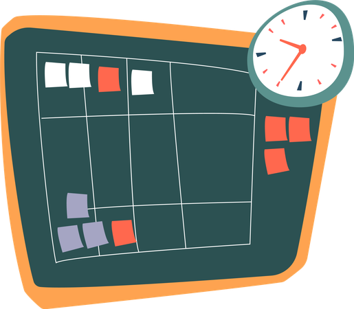 Schedule Board with Tasks with clock  Illustration