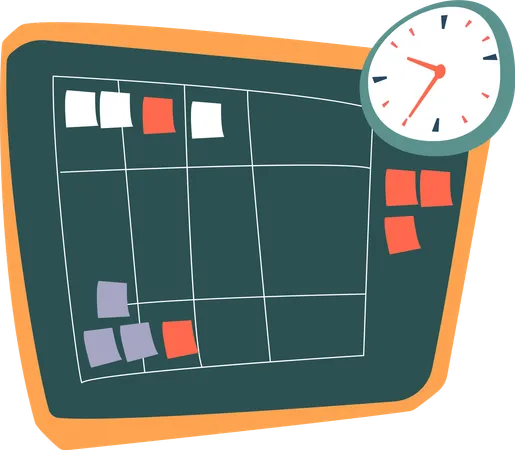 Schedule Board with Tasks with clock  Illustration