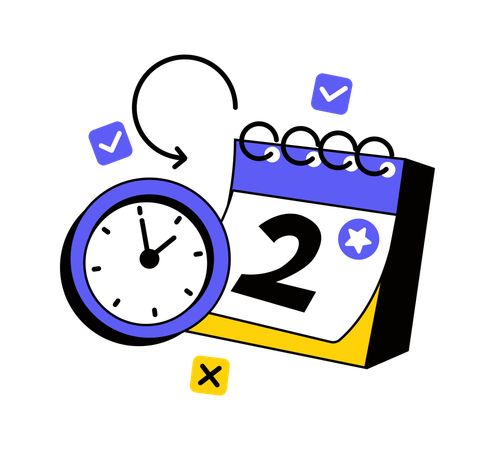 Schedule featuring clock and calendar  Illustration