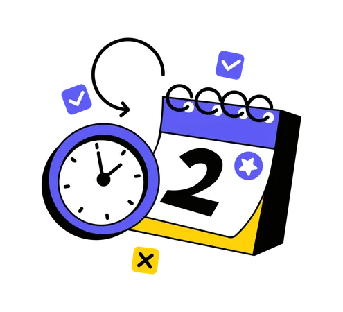Schedule featuring clock and calendar  Illustration