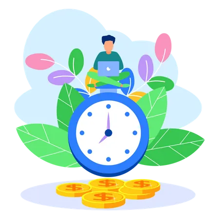 Illustration Vector Graphic Cartoon Character Of Time Is Money Illustration