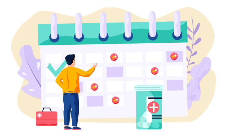 Schedule of treatment procedures and taking pills Illustration
