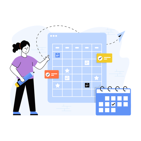 Scheduling task in the calendar  Illustration