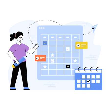 Scheduling task in the calendar  Illustration