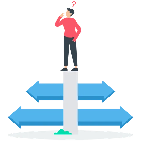 Scheideweg als Wahl der Geschäftsstrategie und Zukunftsoptionen  Illustration