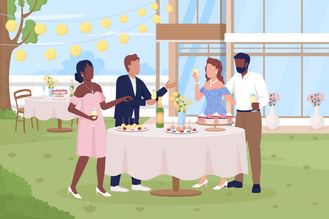 Schicker Empfang im Freien  Illustration