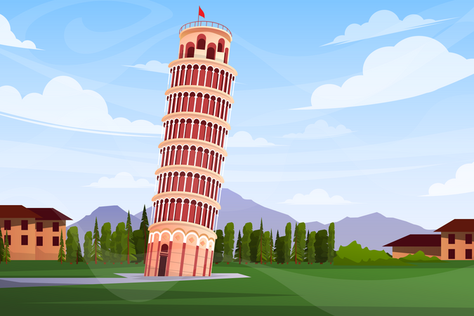 Der Schiefe Turm von Pisa  Illustration