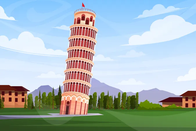 Der Schiefe Turm von Pisa  Illustration