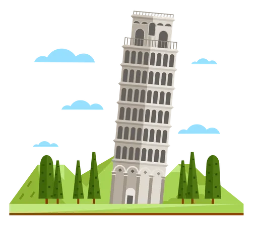 Der Schiefe Turm von Pisa  Illustration