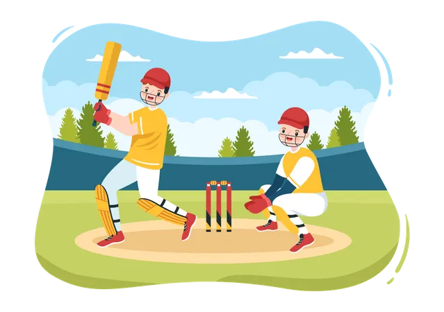 Schlagmann spielt Cricket  Illustration