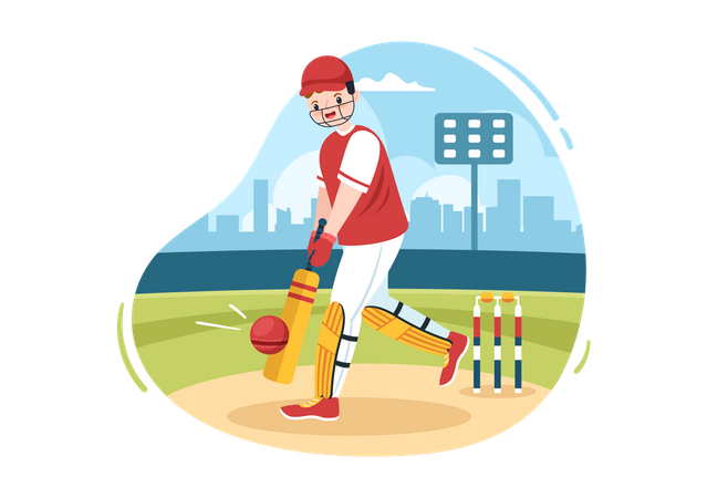 Schlagmann spielt Cricket-Sportillustration  Illustration