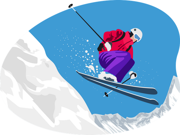 Skifahren im Schnee  Illustration