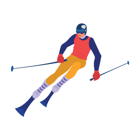 Skifahren im Schnee  Illustration