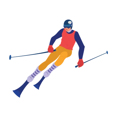 Skifahren im Schnee  Illustration