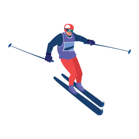 Skifahren im Schnee  Illustration