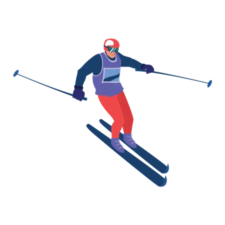 Skifahren im Schnee  Illustration