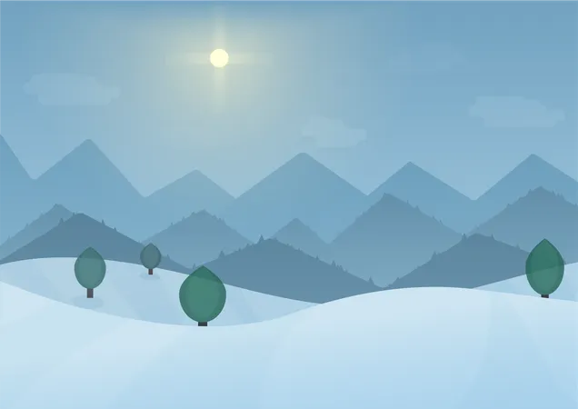 Schneebedeckter Berg  Illustration