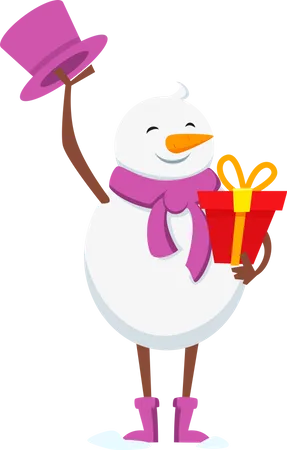 Schneemann mit Geschenk  Illustration