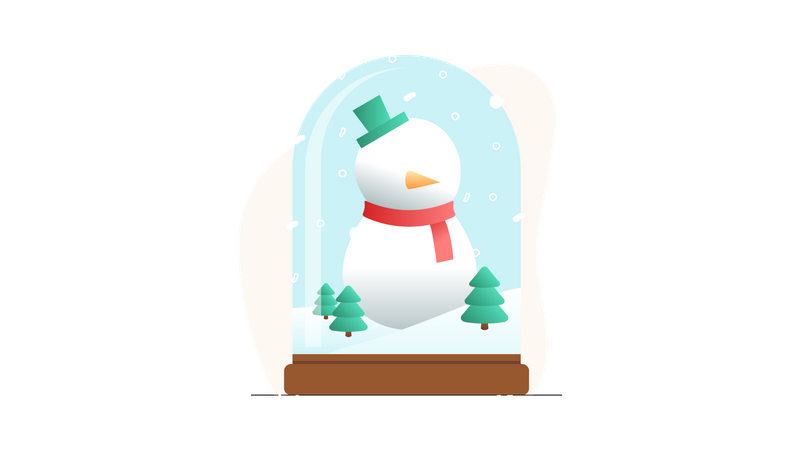 Schneemann in einer Schneekugel  Illustration