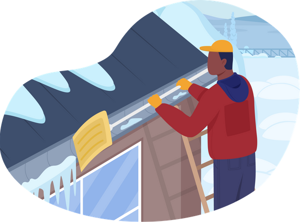 Schneeräumung auf Dächern  Illustration