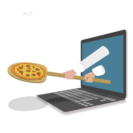 Schnelle Pizzalieferung  Illustration