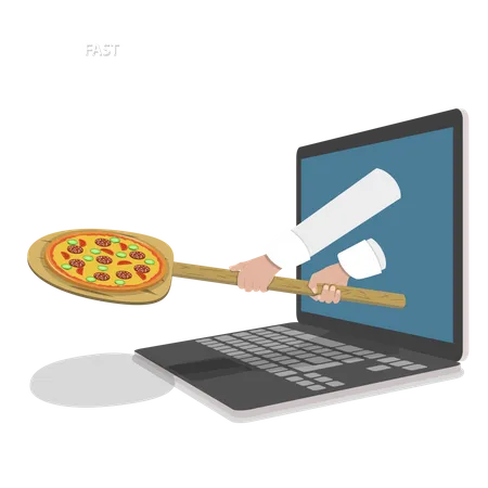 Schnelle Pizzalieferung  Illustration