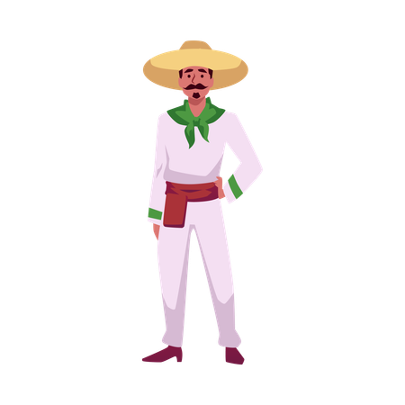 Mexikanischer Mann mit Schnurrbart und Sombrero  Illustration