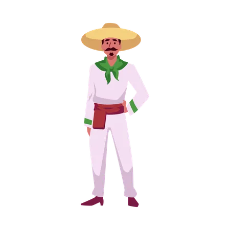 Mexikanischer Mann mit Schnurrbart und Sombrero  Illustration