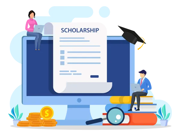 Scholarship Vector Concept Student On Laptop Applying For A Scholarship Illustration
