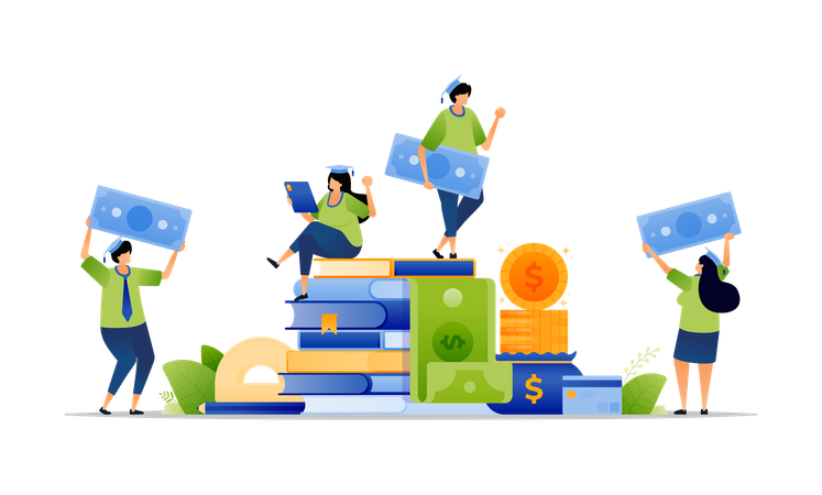 経済的支援の機会がある奨学金と教育  イラスト
