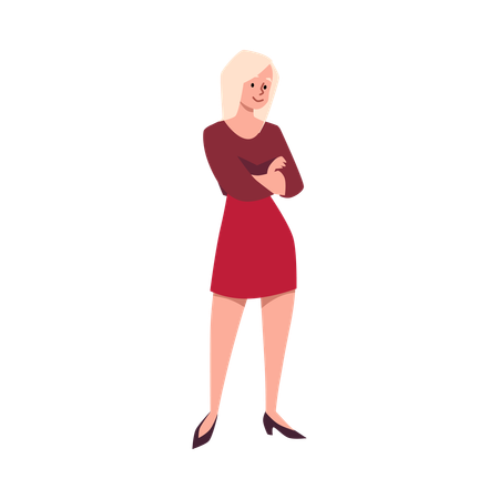 Schöne blonde Frau mit verschränkten Armen  Illustration