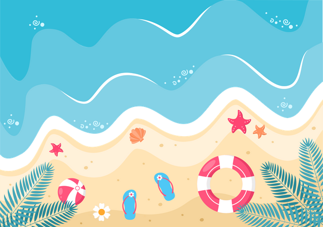 Schöne Sommerzeit im Strand  Illustration