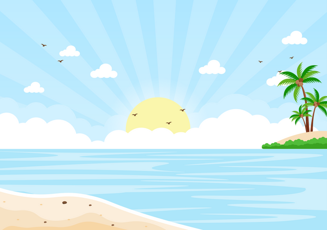 Schöner Sonnenaufgang aus den Wolken gesehen  Illustration