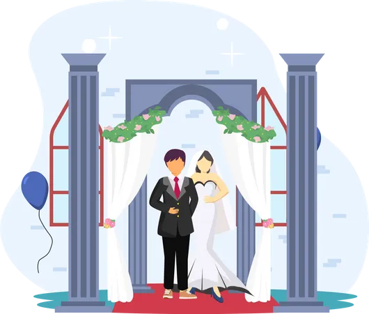 Wunderschönes Hochzeitspaar  Illustration