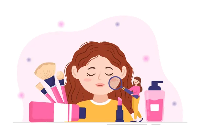 Schönheits- und Make-up-Schulillustration  Illustration