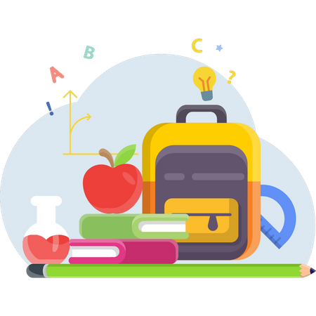 School bag  Illustration