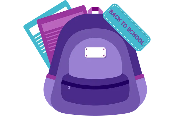 School bag with supplies  Illustration