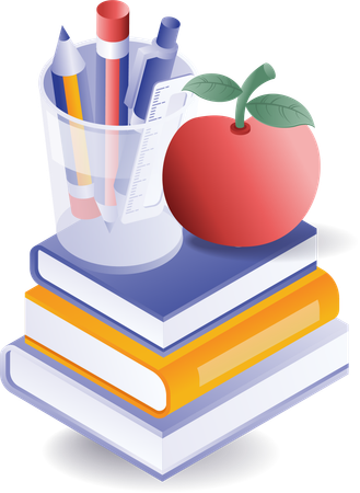 School books and student equipment  Illustration