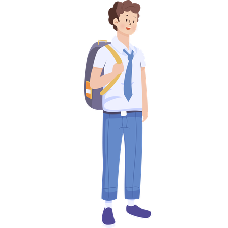 School boy carrying bag  Illustration