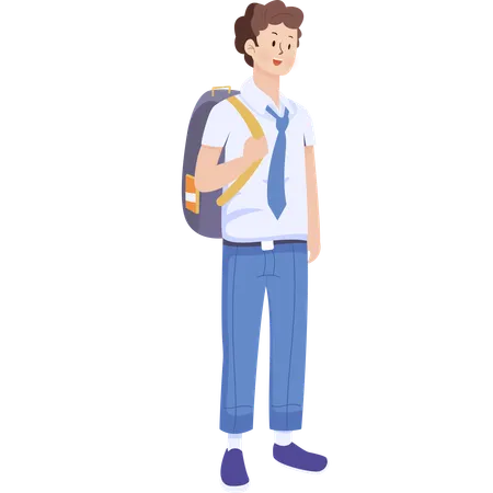 School boy carrying bag  Illustration