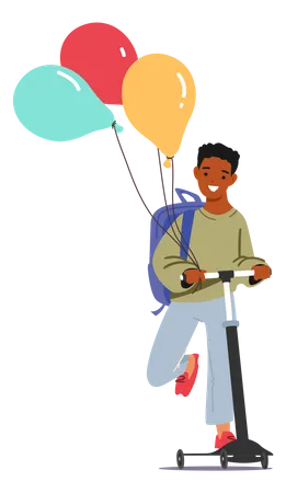 School boy feeling happy and going to school  Illustration